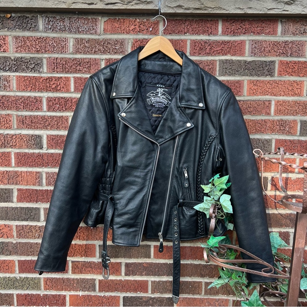 Middle Earth Leatherworks Black Braided and Embellished Motorcycle Jacket